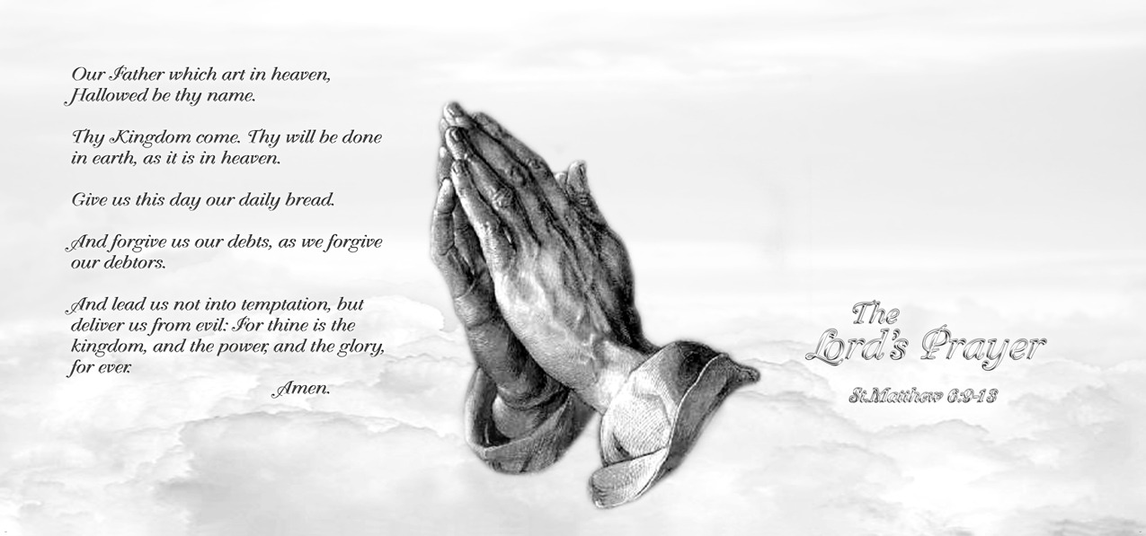 Lords Prayer Clouds Praying Hands Silver White